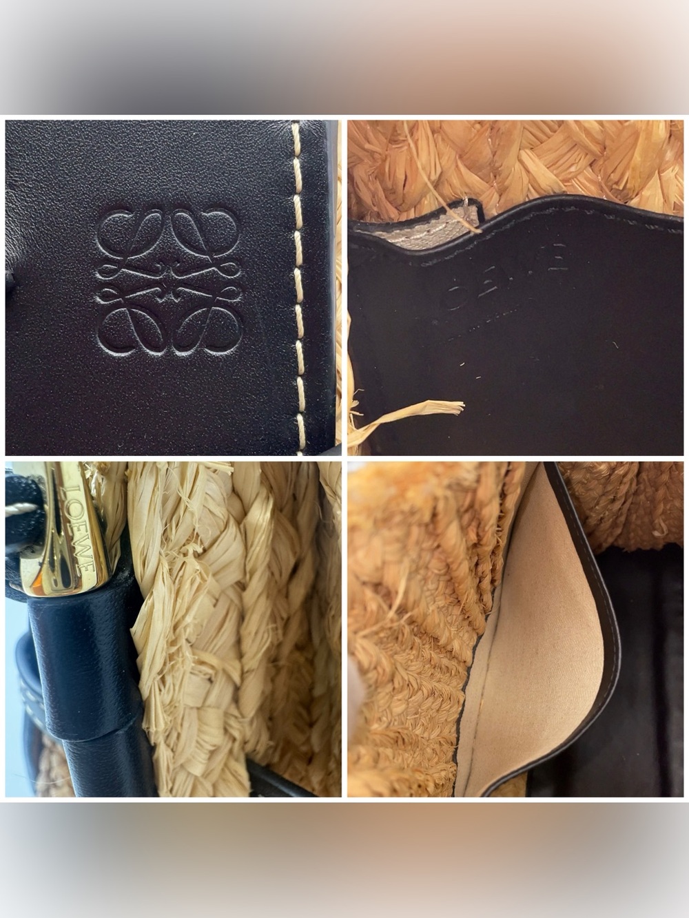 ✨🛍️ Loewe Gate Top Handle Raffia & Black Leather Tote Bag - Picture 8 of 9